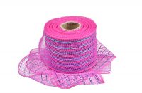 2.5"*10y dark pink turquoise strip pp deco mesh ribbon for 50C04M38R2-5