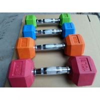 Ct color rubber coated hex dumbbells