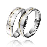 Living Pal Gold plated Line Polished &amp; Matte Finished Platinum Plated Diamond Silver couple Ring Wedding Bands