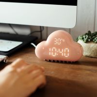  Original Design Cloud Alarm Clock,Digital Geometric Mint Voice-activated LED Wall Clock, rechargeable Cloud Alarm Clock