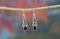 Wholesale 925 Sterling Silver Faceted Garnet Gemstone Earring