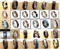 Shenzhen cheng jewelers wholesale rings with koa wood,carbon fiber,opal,IP gold plating