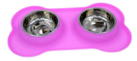 2017 FDA bone shape silicone dog bowl with stainless steel bowl From China