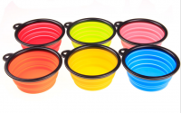 Collapsible silicone disc pet bowl dog bowl dog Frisbee feeder portable 