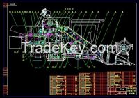 Soybean Combine Harvester Blueprint Drawing