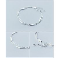 Dormy Story 925 Sterling Silver Simple Fashion Geometric Bar Stick Chain Double Strand Bracelet Jewerly As Gift
