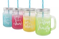 4sets drinkware Mason Jar with handle 15oz 16oz with straw&amp;amp;rack