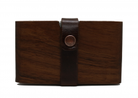 Slim Front Pocket Wood Wallet With Leather Band