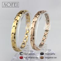 Fashion health gold and rose gold titanium germanium bracelet
