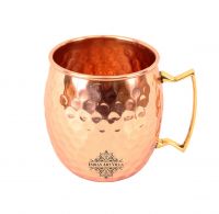 Copper Round Hammered Mug with Brass handle