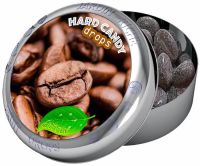 Jardin Riche natural coffee flavoured hard candy drops in tin with magnet