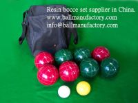 Supply 90mm resin bocce set lawn bowl 8 ball in red and green color