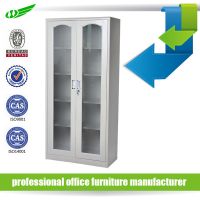 Factory Price office two glass doors metal storage filing cabinets with shelves