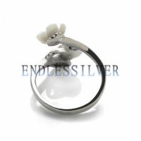 Ring Blanks White Shell Flower Leaf Zircon 925 Sterling Silver Diy Pearl Ring Mount