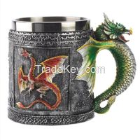 3D Skull Mugs Wolf Knight Tankard Dragon Cups From China