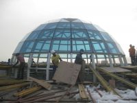 light weight steel structure dome building with tempered glass