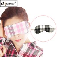 Qsupport Black/Gray Grid Sleep Eye Maks with Elastic Strip-Perfect for nap, travel sleep