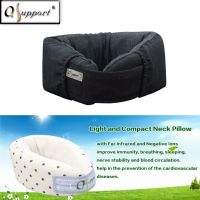 Qsupport Natural Latex Travel Pillow (w/Far Infrared and Negative Ion) L - Dark Gray