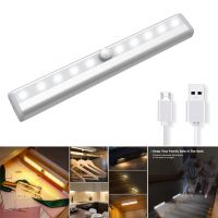 10 LED Wireless USB Rechargeable Motion Sensor Cabinet Light Under Counter Closet Lighting Magnetic Stick-on Night Light Bar From China