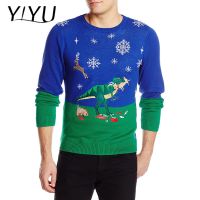 Custom Men's Dinosaur Reindeer Buffet Ugly Christmas Sweater