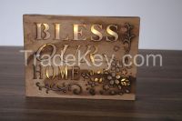 wholesale hanging eco-friendly wooden christmas decoration led light b From China