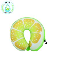 RUNSEN Fruit U Shaped Travel Pillow Nano Particles Neck Pillow Watermelon Lemon Kiwi Orange Car Pillows Soft Cushion Inflatable Pillow