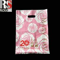Clear logo printed PE plastic patch handle bag die cut shopping bags From China