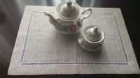 Handcut linen napkin with  thin cotton lace insert