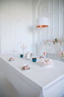 Designer linen tablecloth with 3 rows cotton lace.