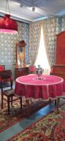 Designer round  linen tablecloths decorated with lace