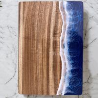 Acacia Wood Cutting Board With Blue