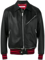 striped trim bomber jacket