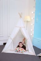 Children play indian teepee tent100%cotton canvas wooden play house ki