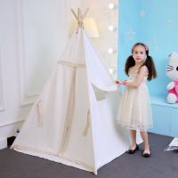 Children Play Indian Teepee Tent100%cotton Canvas Wooden Play House Ki