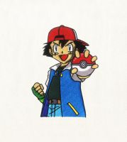 ATTRACTIVE POKEMON TRAINER ASH EMBROIDERY DESIGN