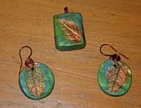 Antique look embossed Polymer clay ear drops &amp; pendant