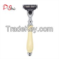 Dishi 10 Pcs Triple Blade White Handle Razor With Holder