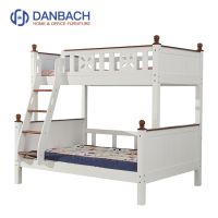 White Walnut Color Kids Wooden Double Decker Bed Children's Bunk Bed