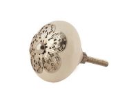 Metal Stamped Ivory Knob, Set of 4