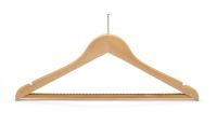 wooden flat hanger with square bar with anti-slip;Notches on the shoulder 