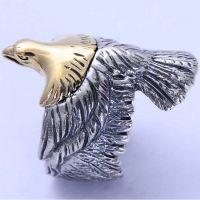 Mens Fashion Jewelry Sterling Silver Eagle Sculpture Skyhawk Ring (xh042519w)