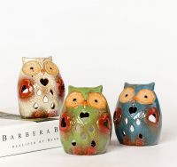 china ceramic home decorative cartoon owls ceramic owls candle holder