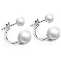 Bouble White Pearl Hoop Studed Earrings(EEPEARL01)