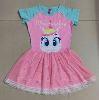 viscose spandex and meshed girls fantacy dress unicorn design with lining and laced fabric for decoration