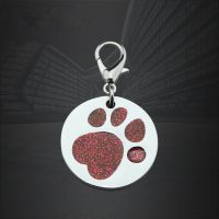 Custom Round Paw Dog Pet ID Tags Cat Tag with QR Code 