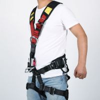 construction vest style full body harness black red yellow