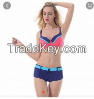 2018 new women's swimsuit bikini with chest cushion strip steel bracket wholesale oem made in China