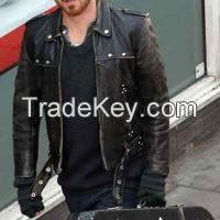 A LONG WAY DOWN AARON PAUL BLACK DISTRESSED JACKET