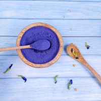 HIGH-QUALITY, BUTTERFLY BLUE PEA FLOWER GROUND POWDER FOR BLUE TEA, LATTE, AND NATURAL DYE