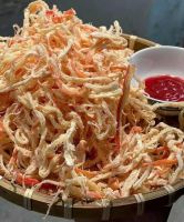 PREMIUM SNACK, DRIED SHREDDED SQUID, NATURAL SEAFOOD GOODNESS, PERFECT FOR PARTIES AND TRAVEL
